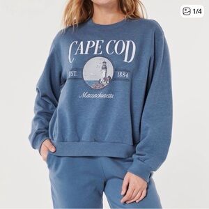 Hollister Blue Graphic Crew Neck Sweatshirt